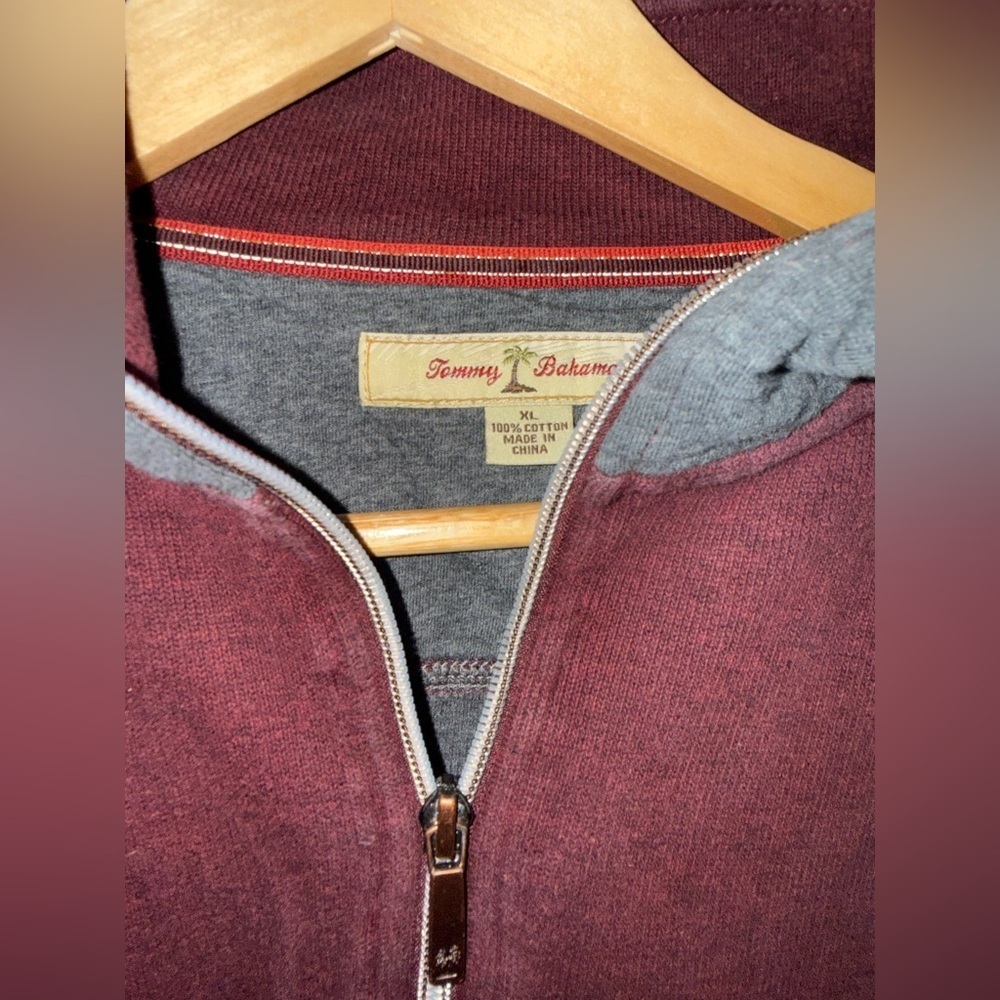 Tommy Bahama Maroon Zip-Up Sweater - Picture 2 of 4